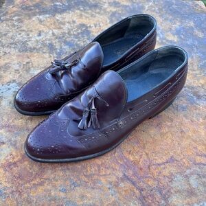Vintage Continentals by Cisco brown leather embellished tassel loafers
